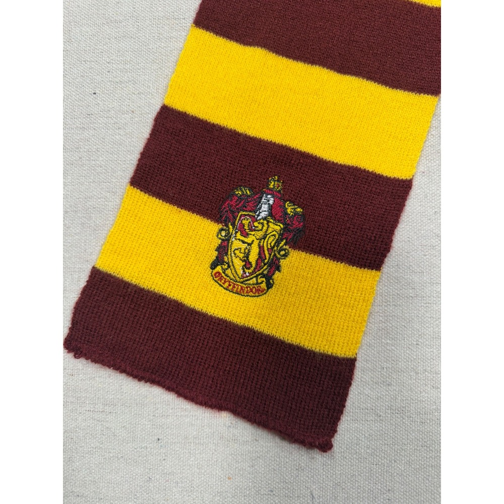 Harry Potter Gryffindor Scarf Burgundy Gold Striped Knit Embroidered Crest HP